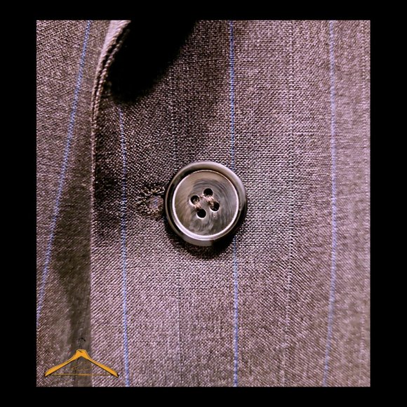 Stafford Washable Wool Suit - 50R/44, Gray w/Blue Pinstripes, NWT - Picture 4 of 14